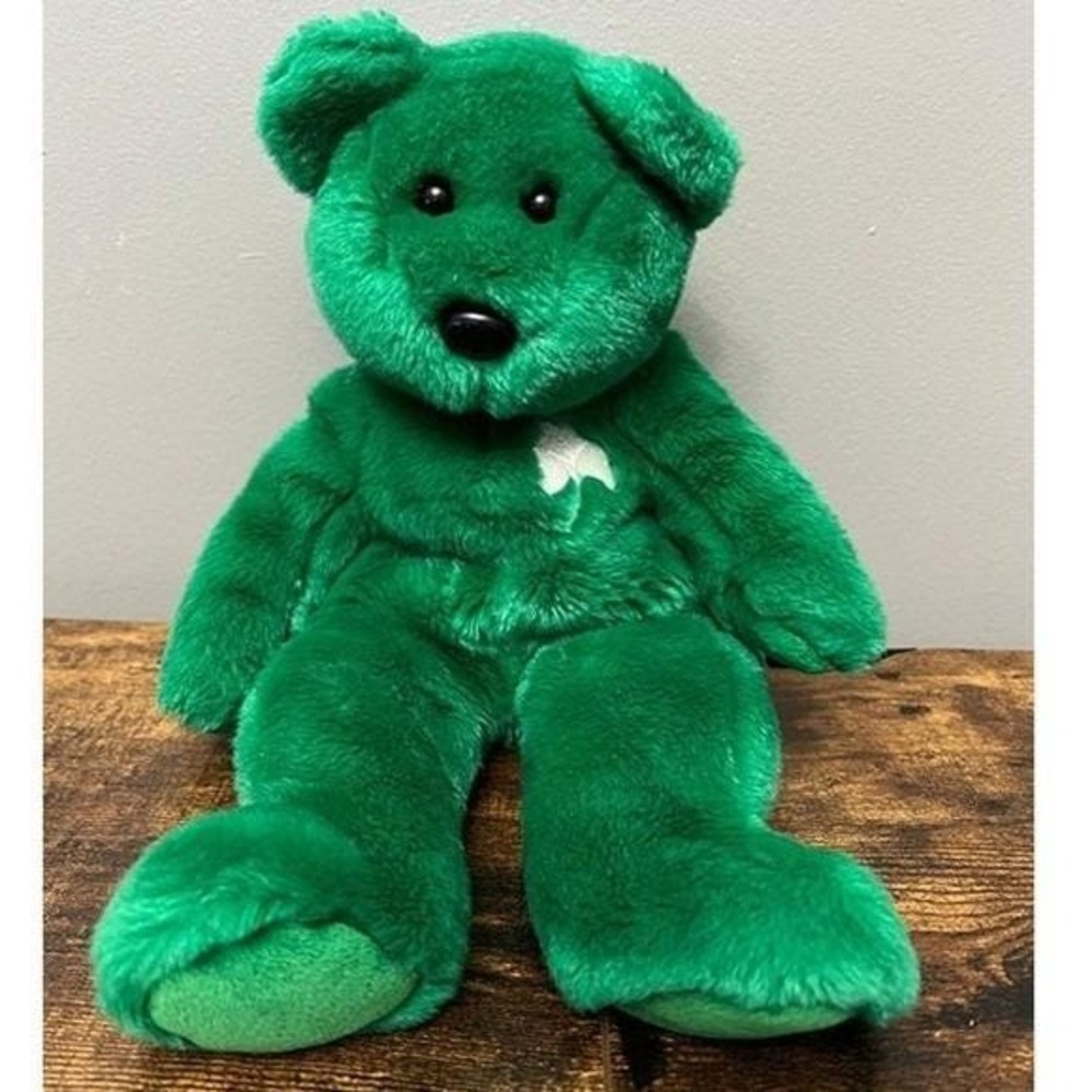 Vintage 1998 Ty Beanie Buddies Retired‎ Erin the Irish Shamrock Bear Plush